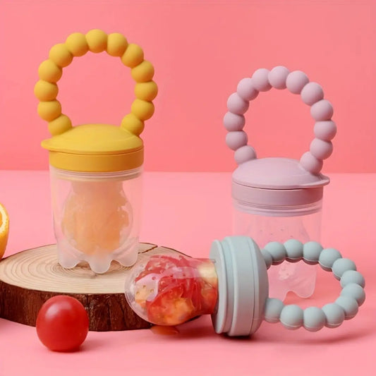 3-Pack Silicone Baby Fruit Feeders – Safe Self-Feeding Pacifiers with Easy-Grip Handles - Nestling Babies 