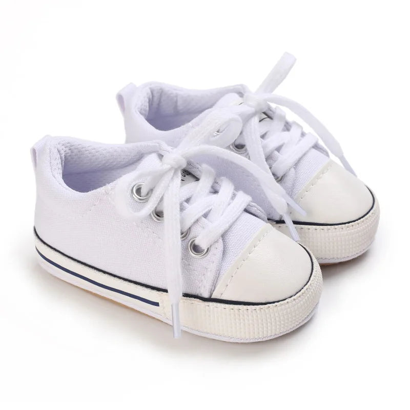 Meckior Baby Canvas Sneakers – Unisex Soft Basketball-Inspired First Walkers (0–18 Months) - Nestling Babies 