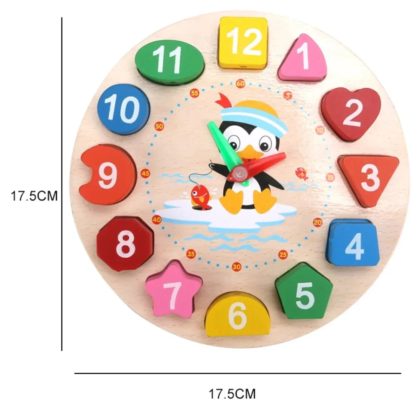 Montessori Wooden Clock Puzzle – Educational Tangram Toy with Numbers, Animals & Threading Rope - Nestling Babies 