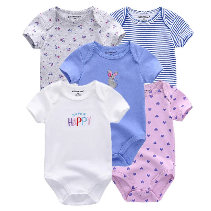 Essential Cotton Baby Bodysuit Set (5-Pack | 0–12M) - Nestling Babies 