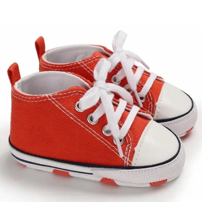 Baby Canvas Sneakers – Soft Sole Non-Slip First Walker Shoes (0–12 Months) - Nestling Babies 