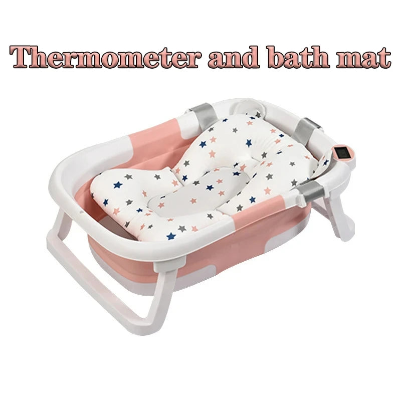 Foldable Baby Bathtub with Real-Time Temperature Display – Anti-Slip & Space-Saving Design - Nestling Babies 