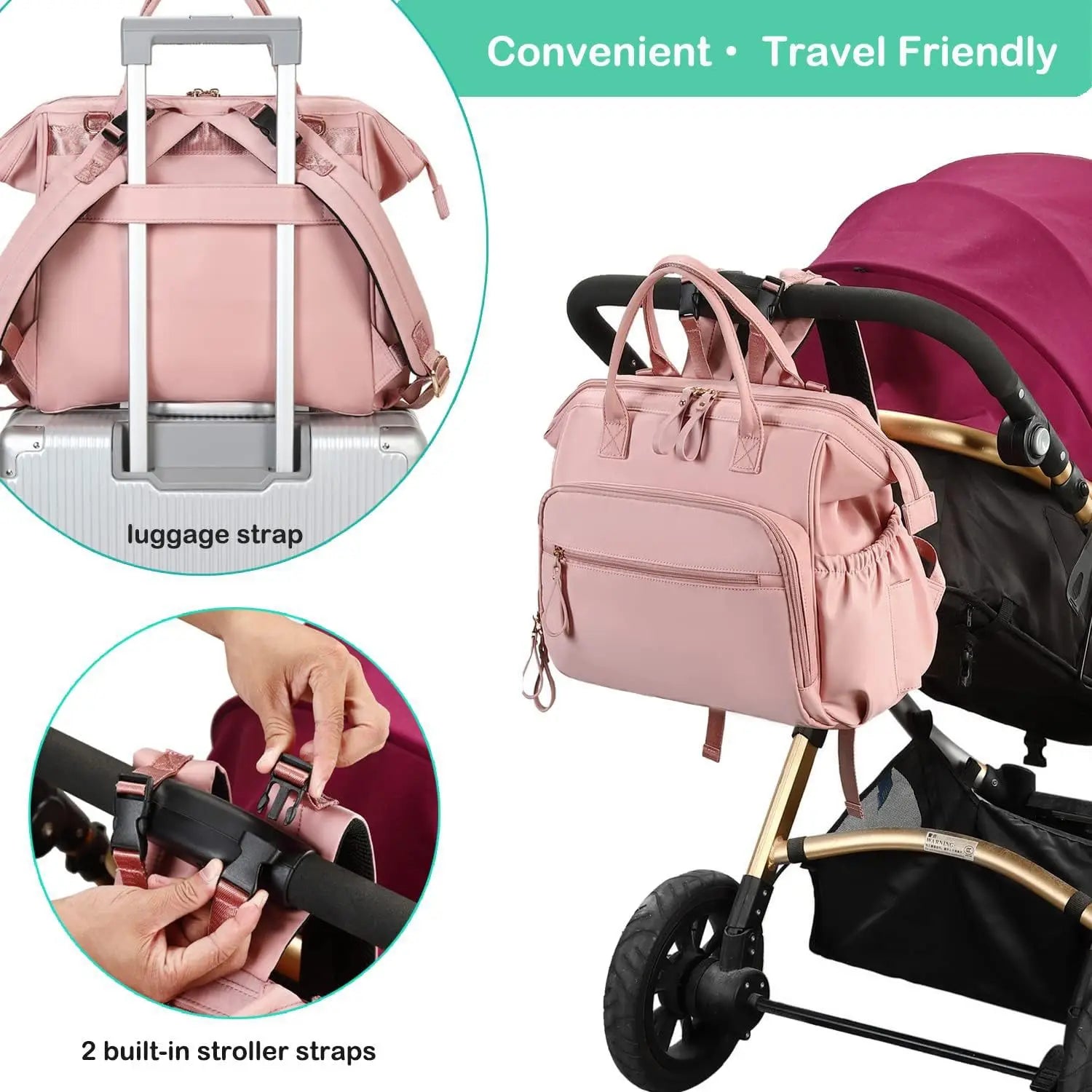 Large Capacity Cotton Diaper Backpack – Stylish & Functional Maternity Bag for Moms on the Go - Nestling Babies 