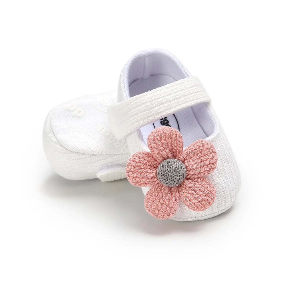 Baby Girl Cotton Prewalker Shoes – Soft Sole Retro Style with Bow (0–18 Months) - Nestling Babies 