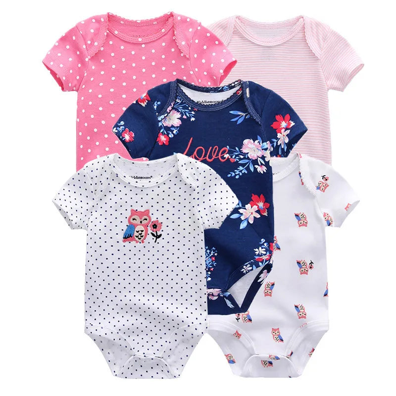 Essential Cotton Baby Bodysuit Set (5-Pack | 0–12M) - Nestling Babies 
