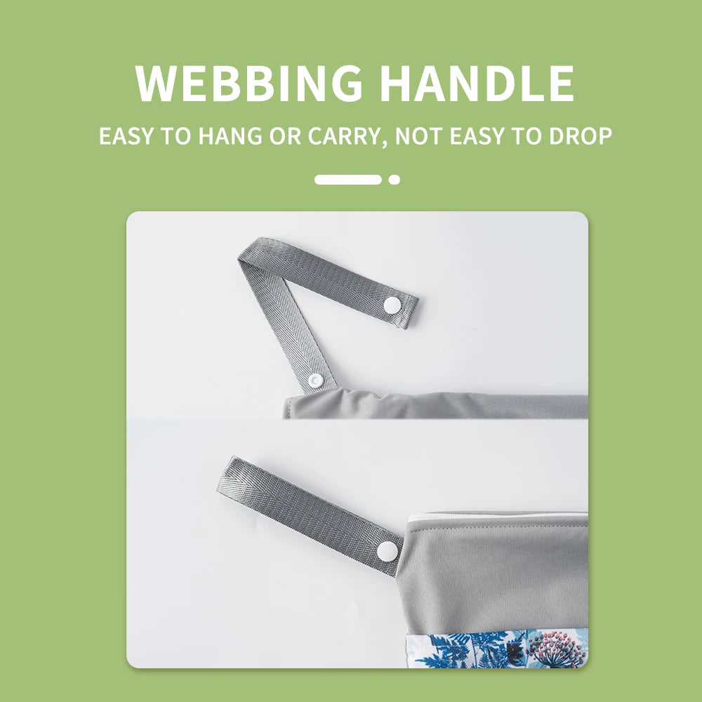 HappyFlute Waterproof Wet & Dry Diaper Bag – Portable Printed Travel Wetbag with Pockets - Nestling Babies 