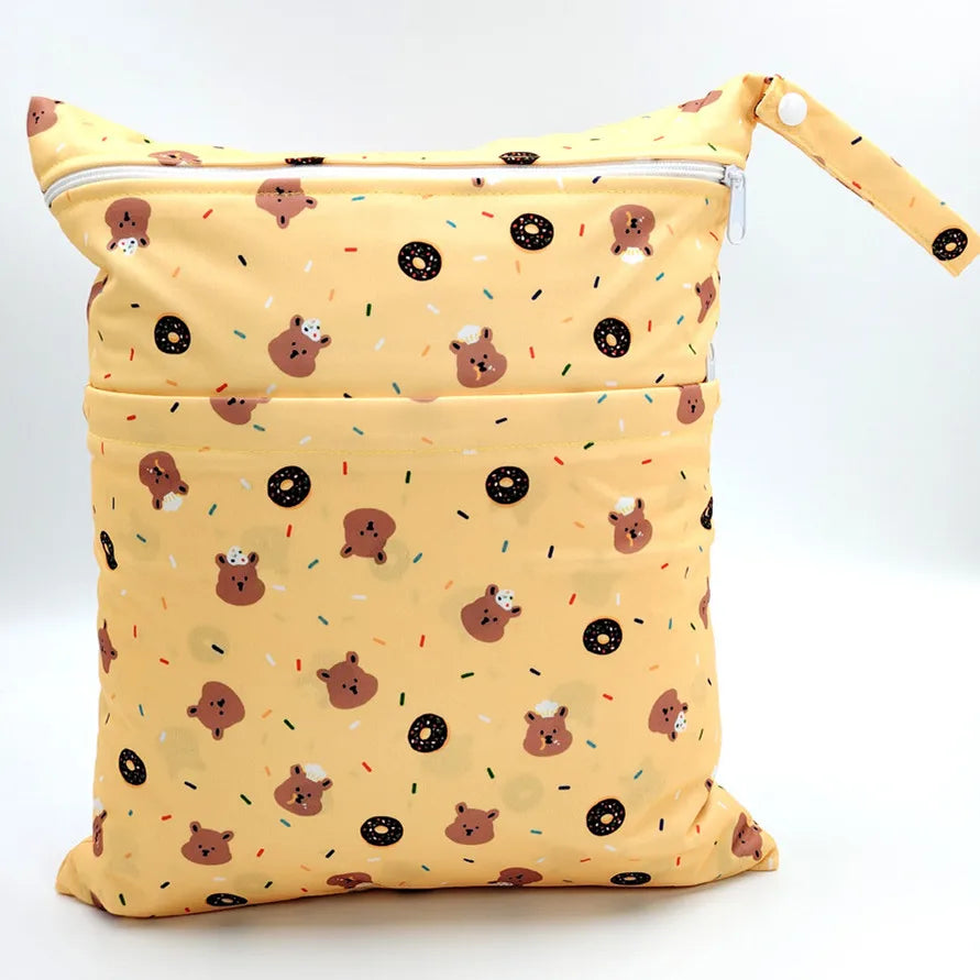 [Sigzagor] Reusable Wet Dry Bag – Waterproof Diaper Organizer with Dual Zippers & Animal Prints - Nestling Babies 