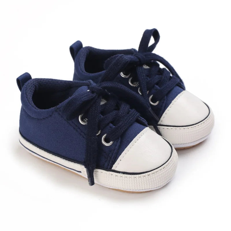 Meckior Baby Canvas Sneakers – Unisex Soft Basketball-Inspired First Walkers (0–18 Months) - Nestling Babies 