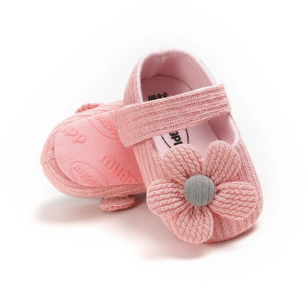 Baby Girl Cotton Prewalker Shoes – Soft Sole Retro Style with Bow (0–18 Months) - Nestling Babies 