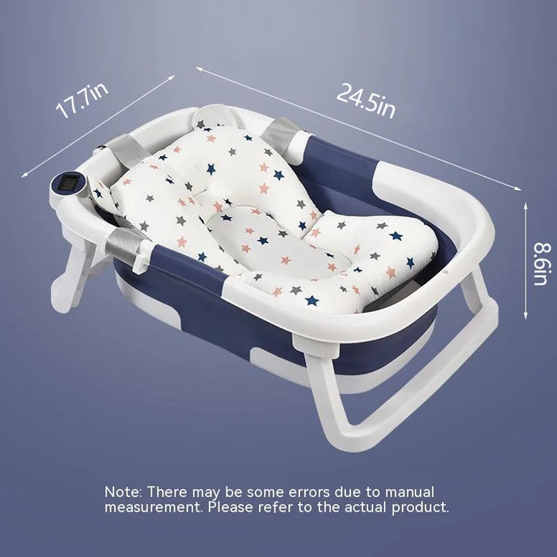 Foldable Baby Bathtub with Real-Time Temperature Display – Anti-Slip & Space-Saving Design - Nestling Babies 