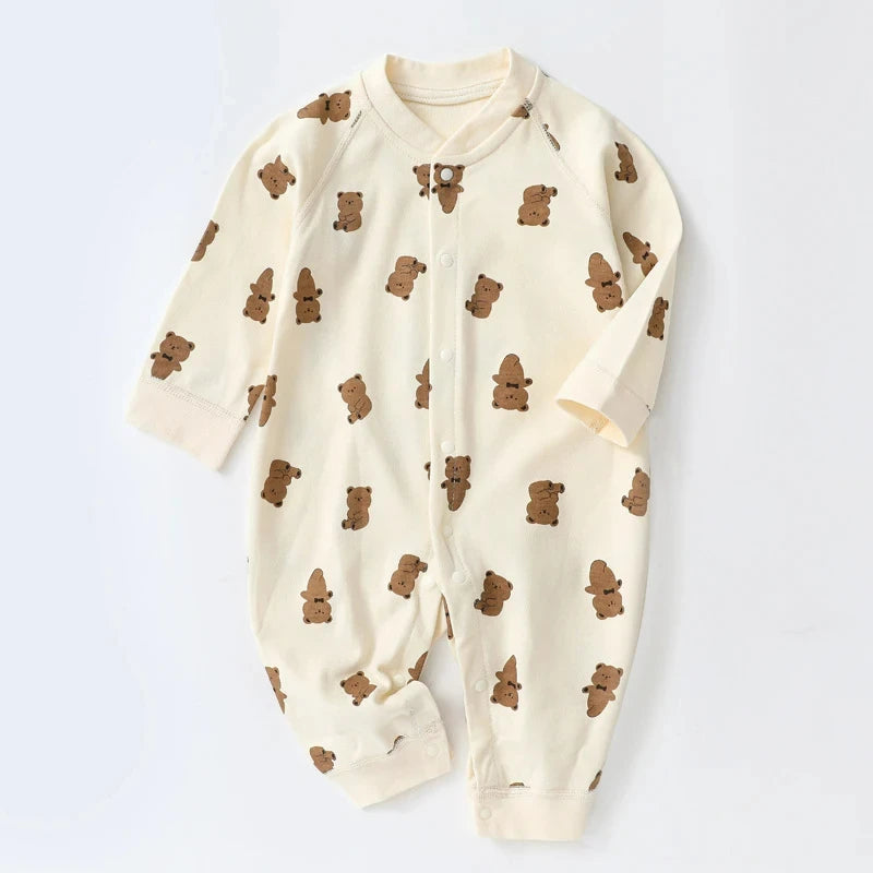 Cozy Bear Romper – Autumn Jumpsuit for Babies (0–12M | Unisex) - Nestling Babies 