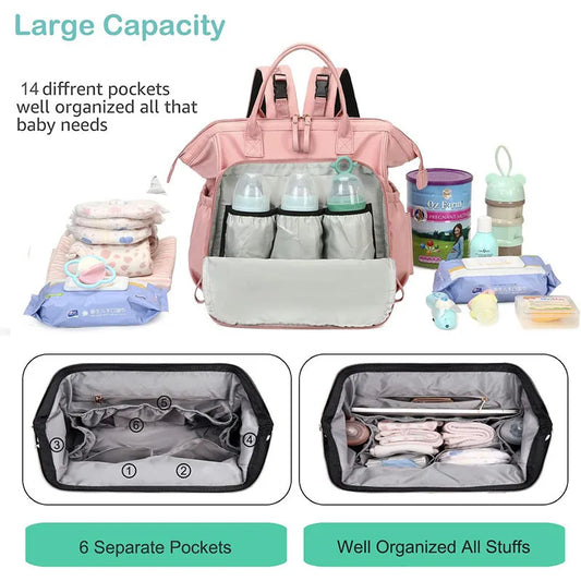 Large Capacity Cotton Diaper Backpack – Stylish & Functional Maternity Bag for Moms on the Go - Nestling Babies 