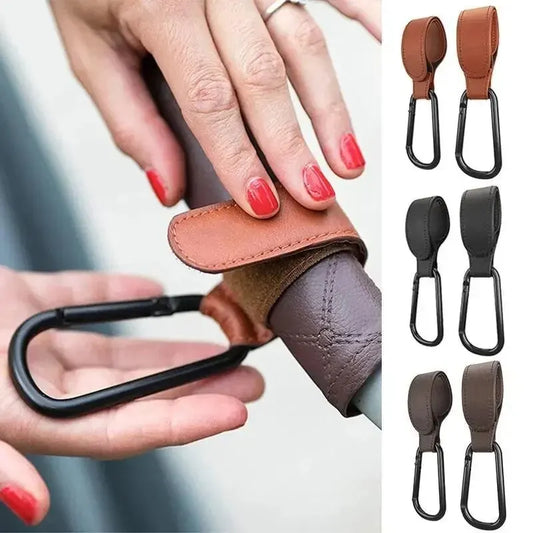 Universal Stroller Hooks – Adjustable PU Leather Baby Bag Clips with Strong Bearing & Multi-Functional Design - Nestling Babies 
