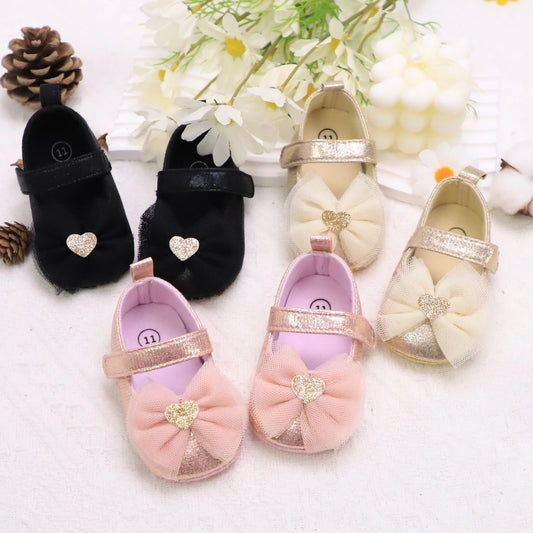 Baby Girl First Walker Shoes – Princess Lace Design with Soft Sole & Bow (0–12 Months) - Nestling Babies 