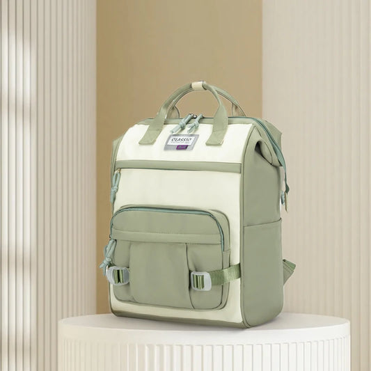 Trendy Yellow College Backpack – Kawaii Nylon Laptop Bag for Girls & Students - Nestling Babies 