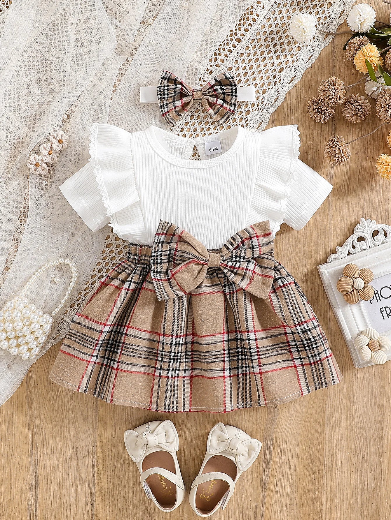 Baby Girl Plaid Summer Dress – Ruffles & Bows for Everyday Charm (6M–3Y) - Nestling Babies 