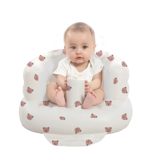 Inflatable Baby Seat with Built-in Air Pump – Soft Sofa Chair for Feeding, Sitting & Travel (3–36 Months) - Nestling Babies 