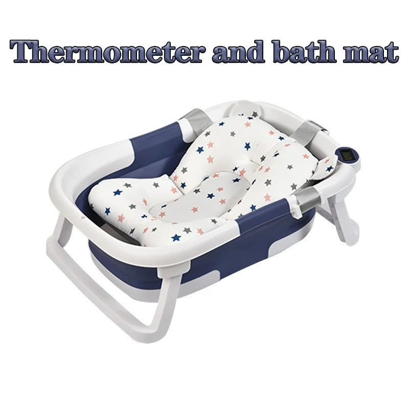 Foldable Baby Bathtub with Real-Time Temperature Display – Anti-Slip & Space-Saving Design - Nestling Babies 