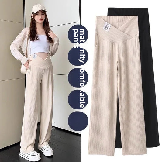 Maternity Bell-Bottom Pants – Low Waist Casual Flare Trousers for Pregnancy - Nestling Babies 