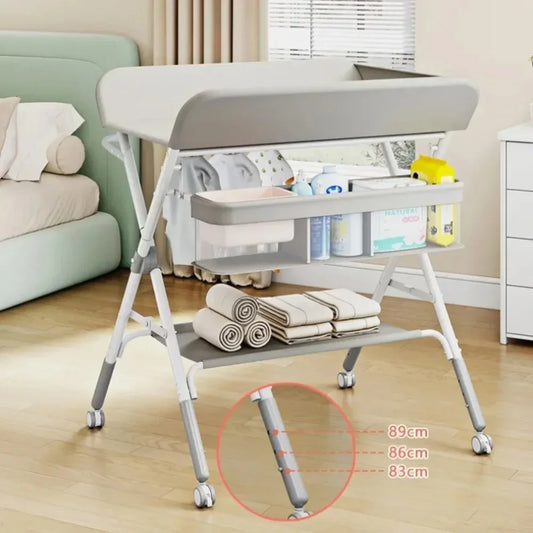 Adjustable Folding Baby Changing Table – Mobile, Multifunctional, and Space-Saving with Large Storage - Nestling Babies 