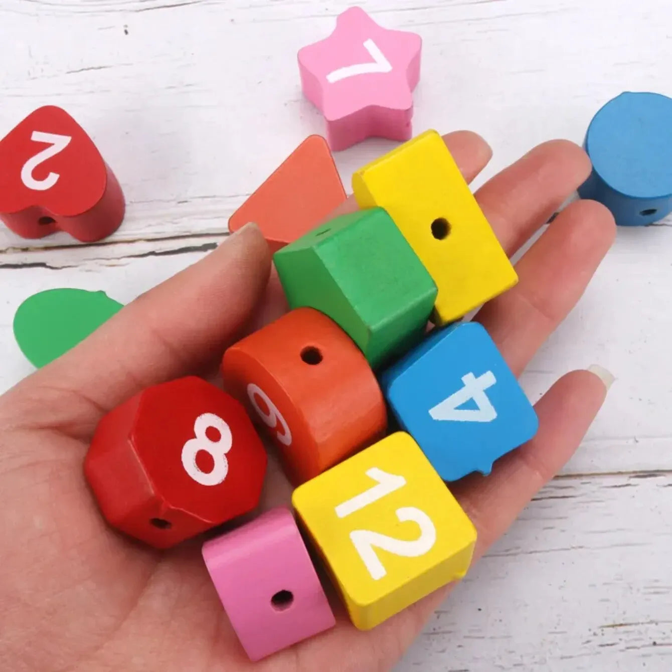 Montessori Wooden Clock Puzzle – Educational Tangram Toy with Numbers, Animals & Threading Rope - Nestling Babies 