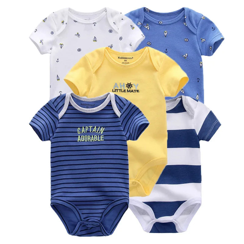 Essential Cotton Baby Bodysuit Set (5-Pack | 0–12M) - Nestling Babies 