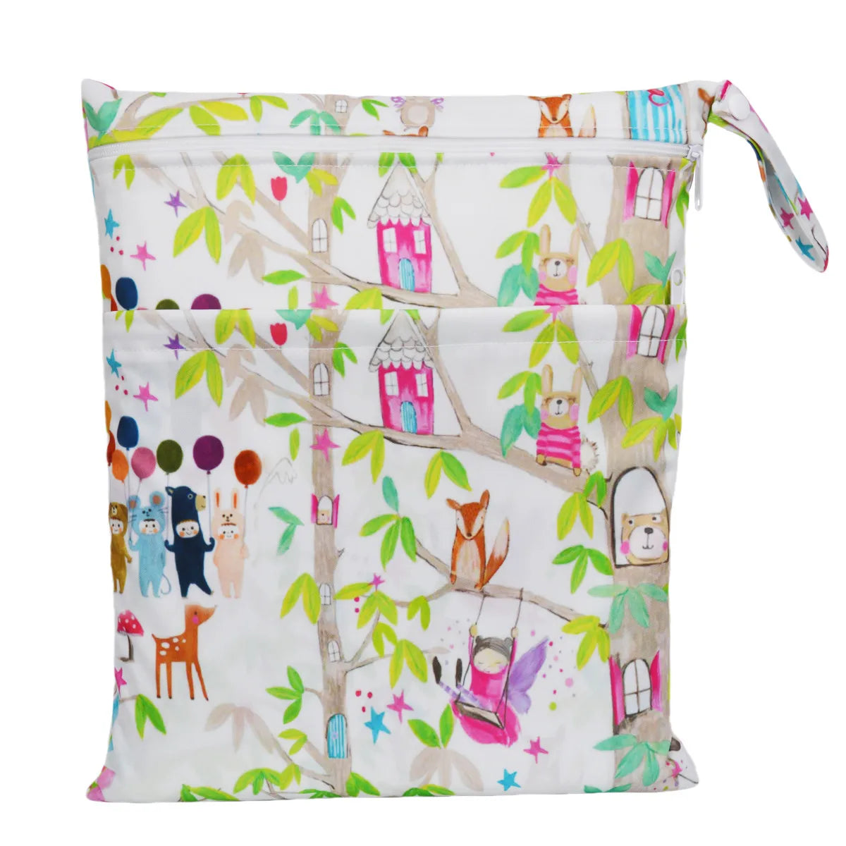 [Sigzagor] Reusable Wet Dry Bag – Waterproof Diaper Organizer with Dual Zippers & Animal Prints - Nestling Babies 