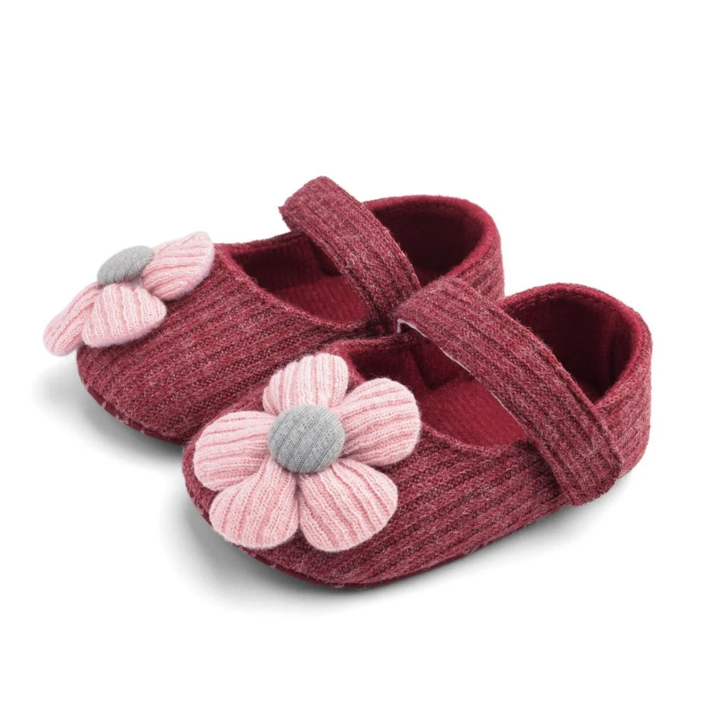 Baby Girl Cotton Prewalker Shoes – Soft Sole Retro Style with Bow (0–18 Months) - Nestling Babies 