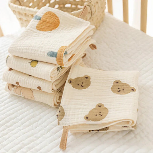 4-Layer Muslin Cotton Baby Towel – Soft & Absorbent Burp and Face Cloth (25×50 cm) - Nestling Babies 