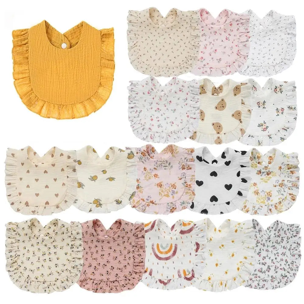 Lace Ruffle Baby Bib – Soft Cotton & Stylish Floral Design - Nestling Babies 