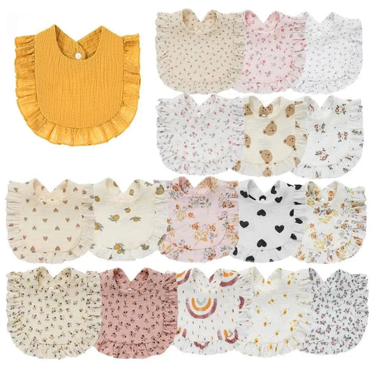 Lace Ruffle Baby Bib – Soft Cotton & Stylish Floral Design - Nestling Babies 