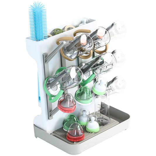 Baby Bottle Drying Rack – Space-Saving Stand for Bottles, Pacifiers & Pump Parts - Nestling Babies 