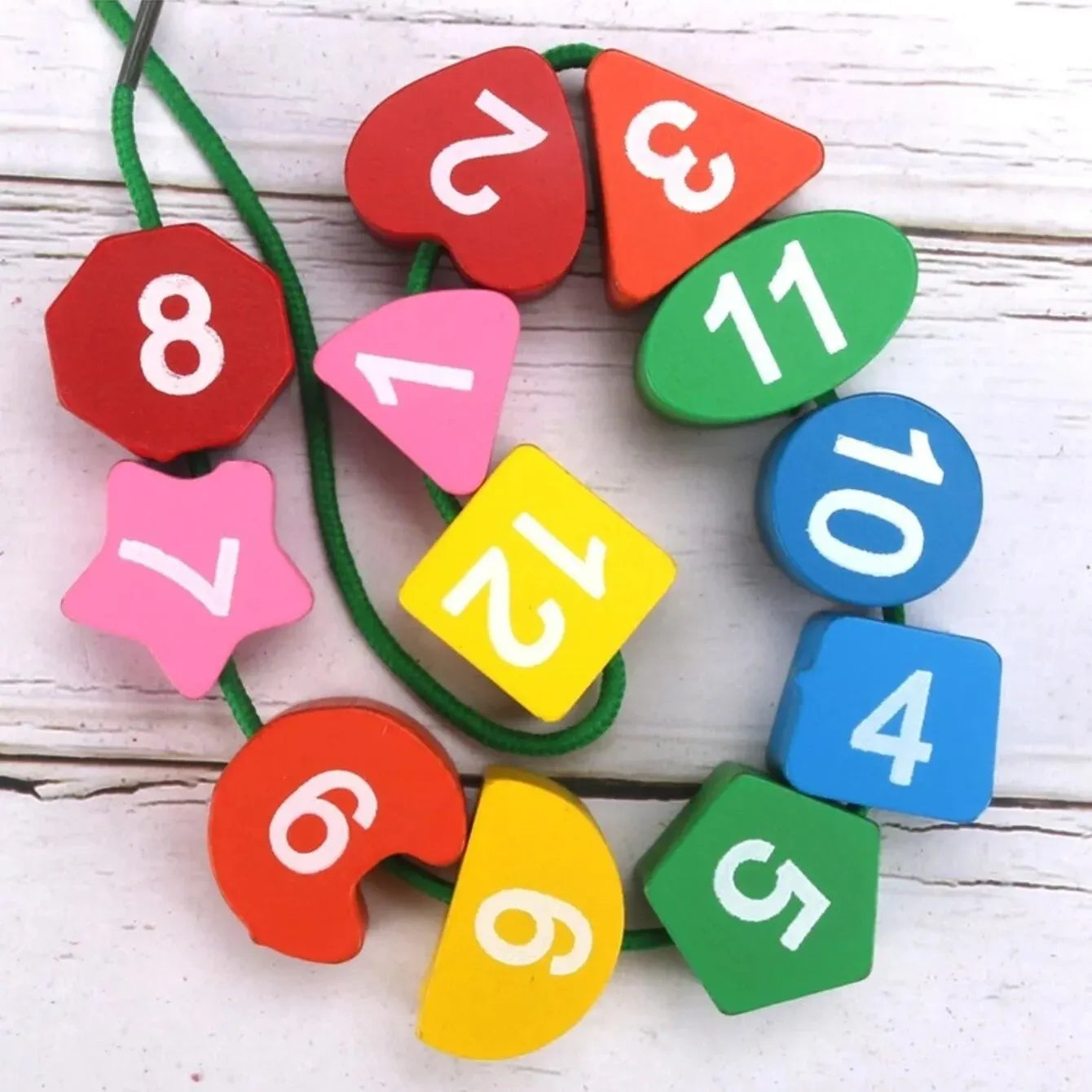 Montessori Wooden Clock Puzzle – Educational Tangram Toy with Numbers, Animals & Threading Rope - Nestling Babies 