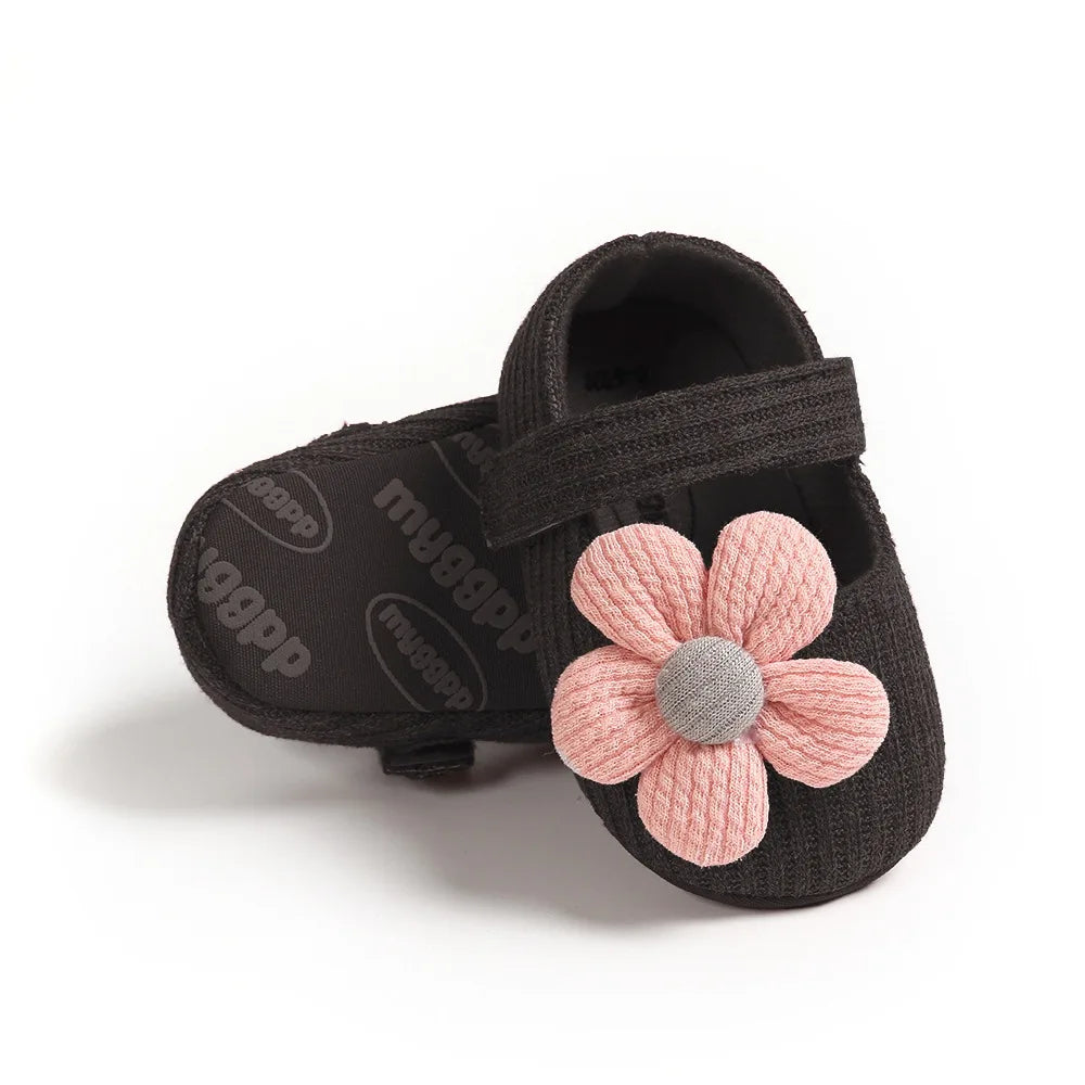 Baby Girl Cotton Prewalker Shoes – Soft Sole Retro Style with Bow (0–18 Months) - Nestling Babies 