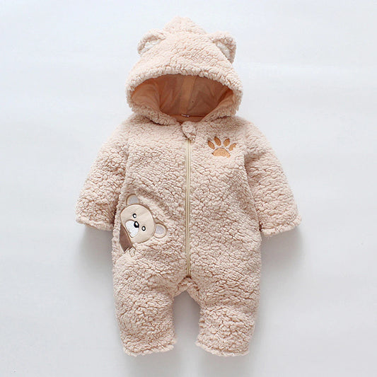 Winter Bear Jumpsuit for Baby Girls – Ultra-Soft & Hooded - Nestling Babies 