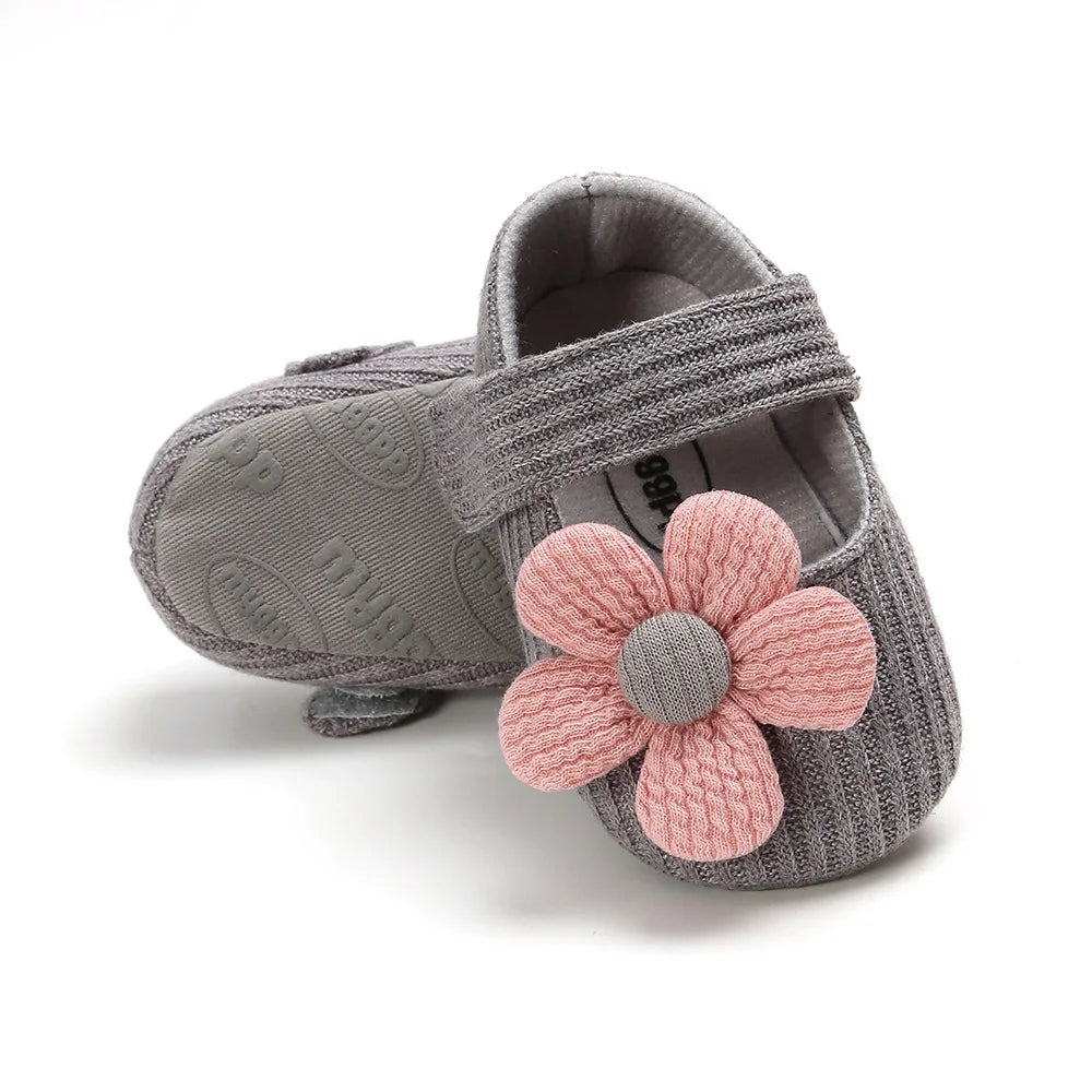 Baby Girl Cotton Prewalker Shoes – Soft Sole Retro Style with Bow (0–18 Months) - Nestling Babies 