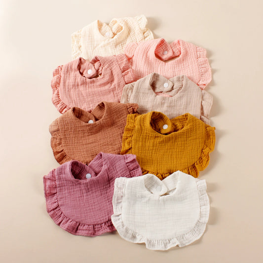 8-Pack Cotton Ruffle Bibs – Soft, Stylish & Ultra-Absorbent for Newborns - Nestling Babies 