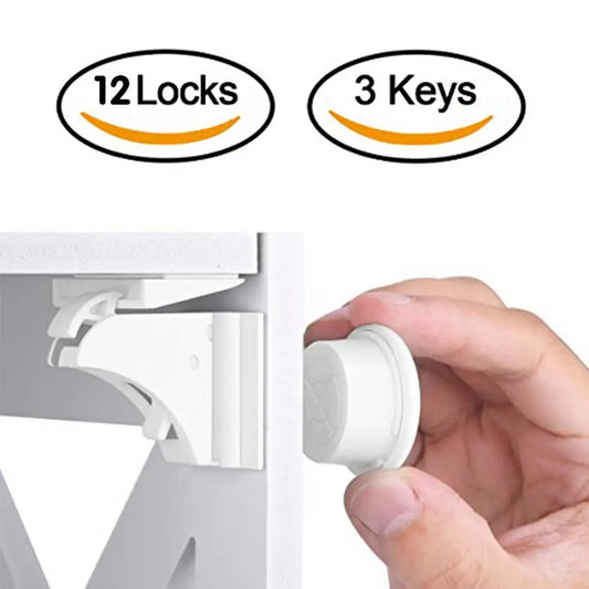 Magnetic Child Safety Locks – Invisible Baby Cabinet & Drawer Latches (Includes Installation Tool) - Nestling Babies 