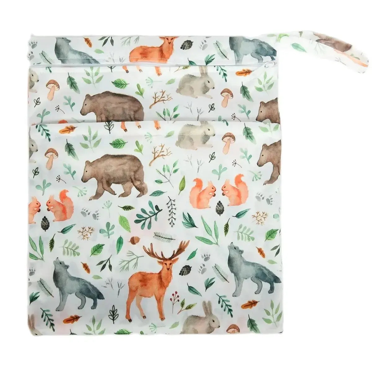 [Sigzagor] Reusable Wet Dry Bag – Waterproof Diaper Organizer with Dual Zippers & Animal Prints - Nestling Babies 