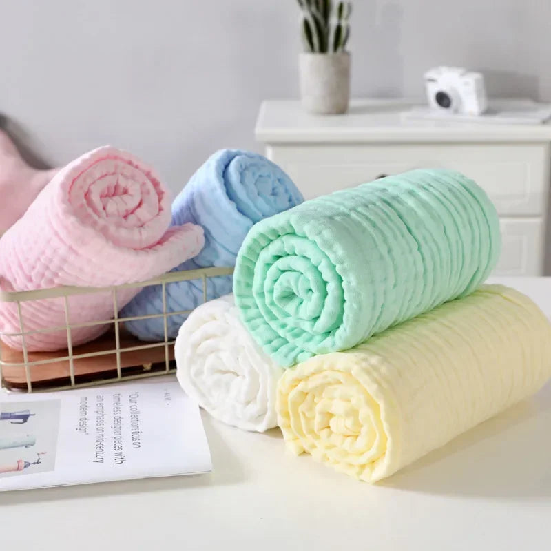 6-Layer Cotton Muslin Baby Blanket – Soft Swaddle Wrap & Bath Towel (105×105 cm) - Nestling Babies 