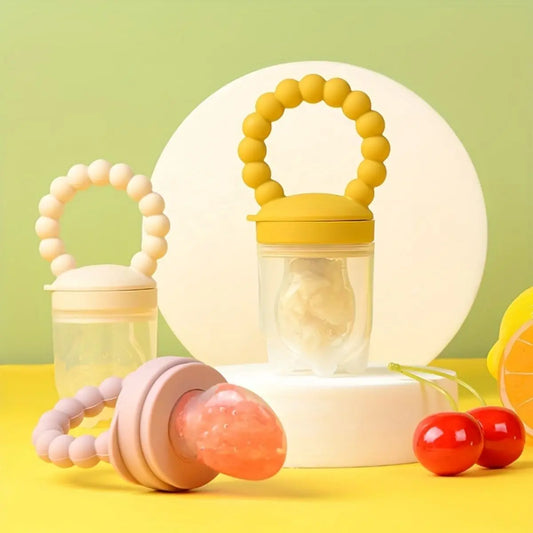 3-Pack Silicone Baby Fruit Feeders – Safe Self-Feeding Pacifiers with Easy-Grip Handles - Nestling Babies 