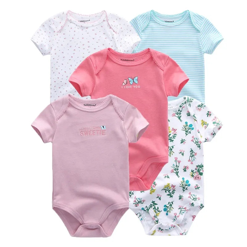 Essential Cotton Baby Bodysuit Set (5-Pack | 0–12M) - Nestling Babies 