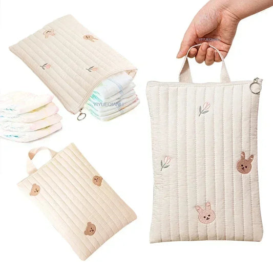 Cotton Baby Diaper Bag – Compact & Stylish Mommy Organizer - Nestling Babies 