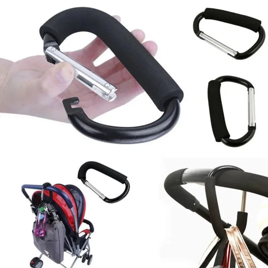 Large Aluminum Carabiner Stroller Hook – Heavy-Duty D-Ring Clip Organizer for Bags, Purses & Shopping - Nestling Babies 