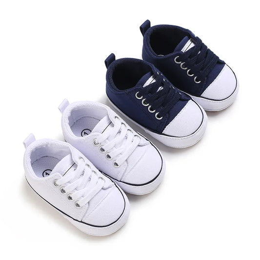 Meckior Baby Canvas Sneakers – Unisex Soft Basketball-Inspired First Walkers (0–18 Months) - Nestling Babies 