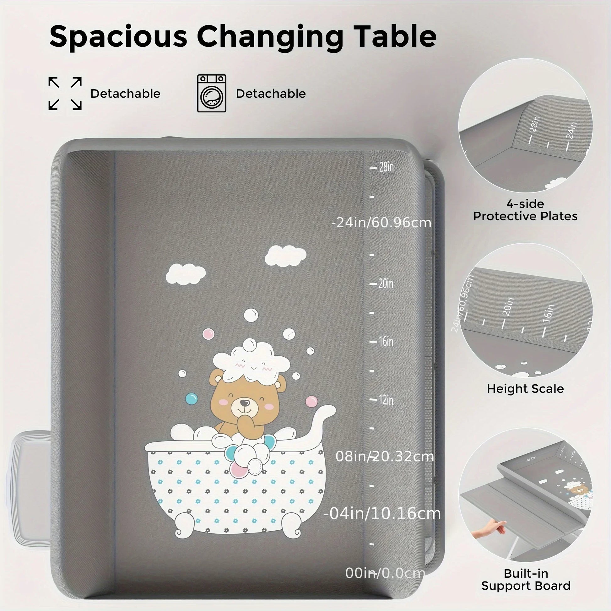 SEJOY Foldable Baby Changing Table with Wheels – Adjustable Height, Storage Basket & Clothes Rail - Nestling Babies 