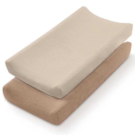 2PCS Muslin Cotton Diaper Changing Pad Covers – Soft, Breathable & Perfect for Newborns - Nestling Babies 