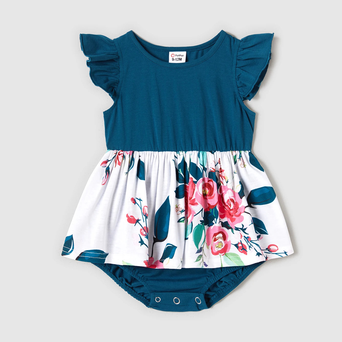 PatPat Family Matching Outfits – V-Neck Floral Dresses & Colorblock T-Shirts - Nestling Babies 
