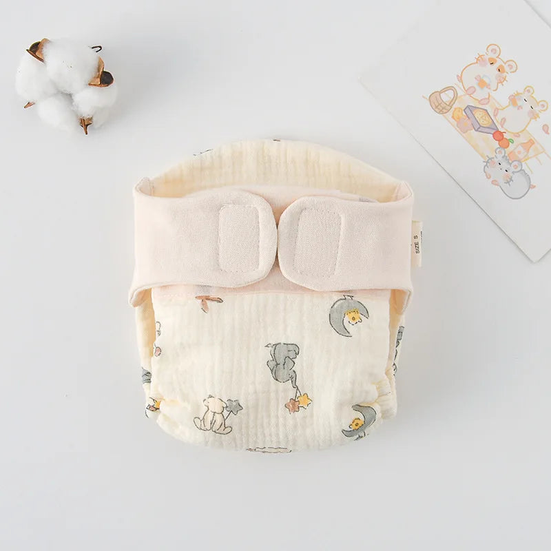 Summer Reusable Cotton Baby Diaper – Cartoon Infant Training Pants with Taped Design - Nestling Babies 
