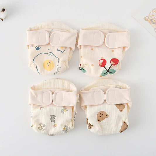 Summer Reusable Cotton Baby Diaper – Cartoon Infant Training Pants with Taped Design - Nestling Babies 